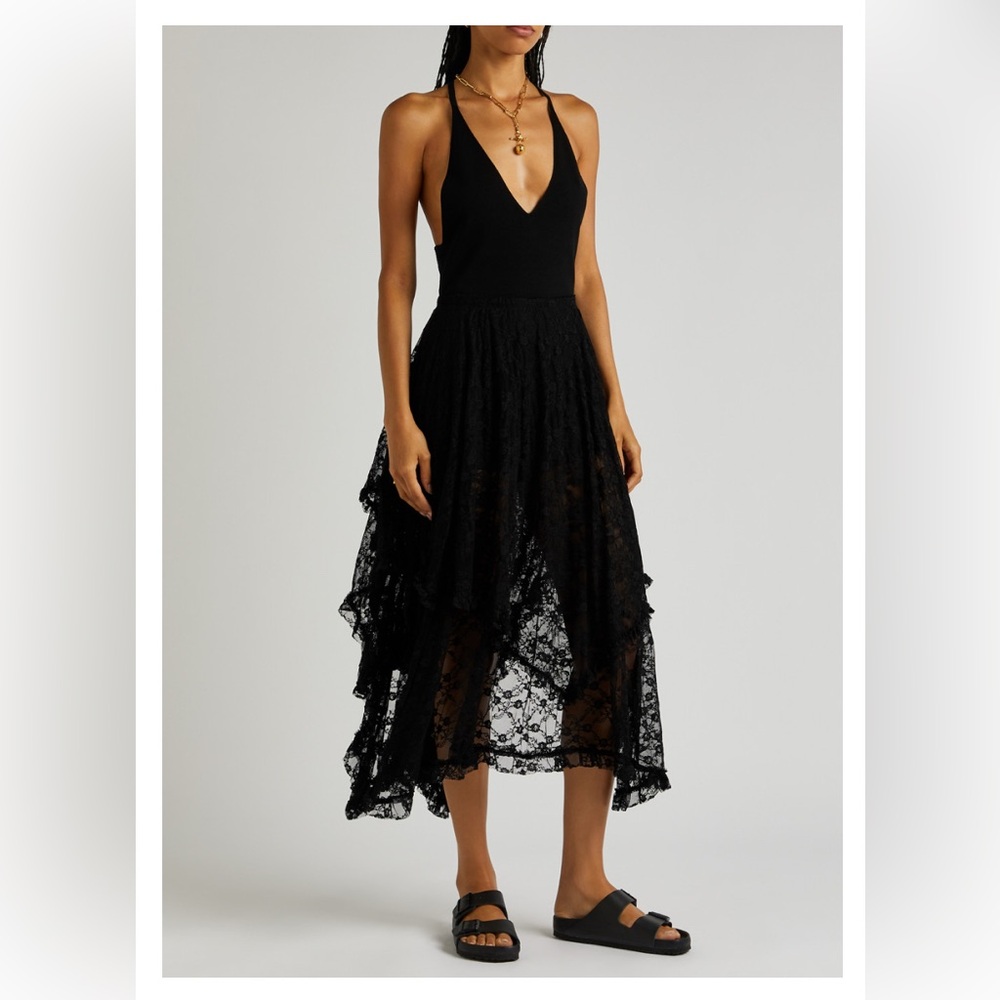 Free People Black Lace Midi Skirt Medium - Picture 2 of 8